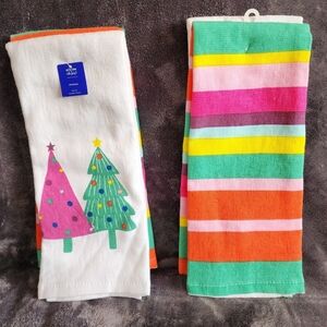 Christmas Set of 2 Trees Terry Kitchen Towels, vintage style, NWT